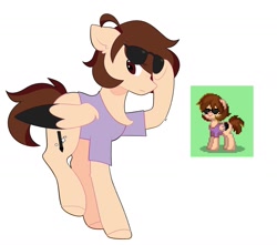 Size: 1871x1652 | Tagged: safe, artist:tater, pegasus, pony, clothes, glasses off, simple background, solo, sunglasses, white background, wings