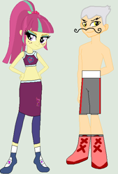 Size: 404x599 | Tagged: safe, artist:matthewjabeznazarioa, gustave le grande, sour sweet, human, equestria girls, g4, crossover, equestria girls-ified, exeron fighters, exeron outfit, martial arts kids, martial arts kids outfit