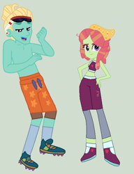 Size: 532x694 | Tagged: safe, artist:matthewjabeznazarioa, tree hugger, zephyr breeze, human, equestria girls, g4, crossover, equestria girls-ified, exeron fighters, exeron outfit, martial arts kids, martial arts kids outfit