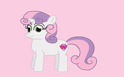 Size: 1024x640 | Tagged: safe, artist:mariosonicfan16, sweetie belle, pony, unicorn, g4, cute, looking at each other, looking at someone, pink background, simple background, solo