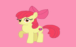 Size: 1024x640 | Tagged: safe, artist:mariosonicfan16, apple bloom, earth pony, pony, g4, adorabloom, cute, looking at you, pink background, simple background, solo