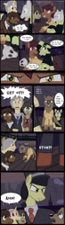 Size: 1280x4378 | Tagged: safe, artist:mr100dragon100, oc, oc:thomas the wolfpony, earth pony, pegasus, pony, unicorn, wolf, wolf pony, comic:a house divided, adam (frankenstein monster), dark forest au's dr. jekyll and mr. hyde, dark forest au's matthew, dark forest au's phantom of the opera (erik)