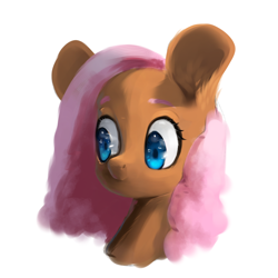 Size: 2000x2000 | Tagged: safe, artist:505p0ni, oc, oc only, pony, blue eyes, brown coat, bust, commission open, detailed, digital painting, female, high res, looking away, mare, pink hair, pink mane, shading, simple background, solo, white background