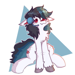 Size: 2000x2000 | Tagged: safe, artist:quinnai, oc, oc only, bat pony, earth pony, pony, anime, bandaid, bandaid on nose, bat pony oc, chest fluff, cute, floppy ears, freckles, headset, high res, microphone, missing cutie mark, multicolored hair, multicolored mane, ponysona, red eyes, reference, reference sheet, shading, simple background, sitting, solo, transparent background, white fur, wingless