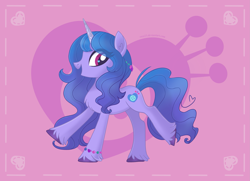 Size: 2833x2054 | Tagged: safe, artist:roze23, izzy moonbow, pony, unicorn, g5, abstract background, bracelet, chest fluff, cute, female, happy, heart, heart eyes, high res, izzybetes, jewelry, mare, open mouth, open smile, simple background, smiling, solo, unshorn fetlocks, wallpaper, wingding eyes