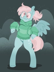 Size: 1536x2048 | Tagged: safe, artist:pastacrylic, derpy hooves, pegasus, pony, g4, bipedal, clothes, female, mare, solo, sweater