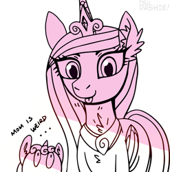 Size: 1463x1482 | Tagged: safe, artist:tsudashie, princess cadance, princess flurry heart, alicorn, pony, canterlot wedding 10th anniversary, g4, jewelry, simple background, tongue out
