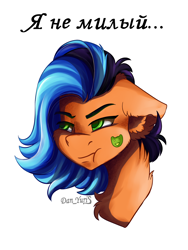 Size: 1560x2080 | Tagged: safe, artist:yuris, oc, oc only, oc:zhenya, earth pony, pony, blatant lies, cute, cyrillic, denial's not just a river in egypt, earth pony oc, female, floppy ears, i'm not cute, male, reaction image, russian, simple background, solo, two toned mane, white background
