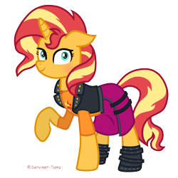 Size: 4000x4000 | Tagged: safe, artist:winter-scarf, sunset shimmer, pony, unicorn, equestria girls, g4, clothes, female, raised hoof, simple background, solo, transparent background