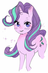 Size: 468x711 | Tagged: safe, artist:pasikon, starlight glimmer, pony, unicorn, g4, ambiguous facial structure, cute, female, glimmerbetes, mare, pixiv, simple background, smiling, solo, white background