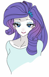 Size: 420x655 | Tagged: safe, artist:pasikon, rarity, human, equestria girls, g4, bust, female, looking at you, pixiv, simple background, solo, white background