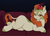 Size: 2048x1459 | Tagged: safe, artist:nathayro37, autumn blaze, kirin, beautiful, bedroom eyes, blushing, chubby, cloven hooves, couch, draw me like one of your french girls, looking at you, lying down, prone, sexy, solo