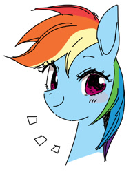 Size: 423x549 | Tagged: safe, artist:pasikon, rainbow dash, pony, g4, bust, female, mare, pixiv, portrait, simple background, smiling, solo, white background