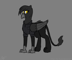 Size: 2400x2000 | Tagged: safe, artist:somber, oc, oc only, oc:heidi blackfeathers, griffon, clothes, female, griffon oc, high res, solo, uniform