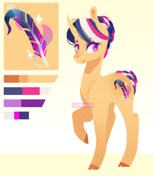 Size: 1766x2034 | Tagged: safe, artist:ryrxian, oc, oc only, pony, unicorn, colored hooves, female, horn, mare, offspring, parent:flash sentry, parent:twilight sparkle, parents:flashlight, raised hoof, reference sheet, solo, unicorn oc