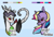 Size: 2144x1453 | Tagged: safe, artist:ryrxian, oc, oc only, draconequus, hybrid, pony, unicorn, bust, draconequus oc, duo, eye scar, eyelashes, female, horn, interspecies offspring, magical lesbian spawn, mare, offspring, parent:discord, parent:rainbow dash, parent:rarity, parent:twilight sparkle, parents:raricord, parents:twidash, scar, smiling, unicorn oc