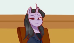 Size: 1384x808 | Tagged: safe, artist:aylufujo, pony, unicorn, curved horn, female, horn, kim yo-jong, north korea, ponified, solo