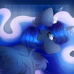 Size: 3000x3000 | Tagged: safe, artist:mikkybun, princess luna, alicorn, pony, g4, high res, horn, horn jewelry, jewelry, profile, solo