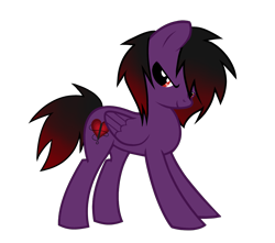 Size: 2827x2500 | Tagged: safe, artist:zeffdakilla, derpibooru exclusive, oc, oc only, oc:frankie fang, pegasus, pony, base used, black hair, emo, high res, proud, purple, purple fur, red eyes, red hair, simple background, smiling, solo, standing, transparent background, wings