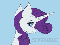 Size: 8000x6000 | Tagged: safe, artist:shade stride, rarity, pony, unicorn, g4, bust, horn, looking back, solo, watermark