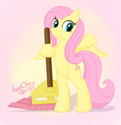 Size: 1520x1564 | Tagged: safe, artist:ismazhecat, fluttershy, pegasus, pony, g4, bipedal, cute, female, fluttermop, looking at you, mare, meme, mop, shyabetes, smiling, solo