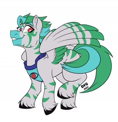 Size: 2319x2386 | Tagged: safe, artist:dragonfoxgirl, oc, oc only, oc:kilani, hybrid, pegasus, pony, zony, glasses, high res, hooves, male, simple background, solo, stallion, unshorn fetlocks, white background, wings