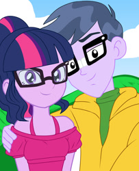 Size: 1280x1575 | Tagged: safe, artist:studiodraw, microchips, sci-twi, twilight sparkle, equestria girls, g4, duo, female, glasses, male, microlight, shipping, straight