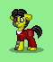 Size: 59x69 | Tagged: safe, artist:dematrix, cyborg, earth pony, pony, robot, robot pony, pony town, clothes, green background, male, picture for breezies, pixel art, simple background, solo, stallion