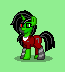 Size: 65x72 | Tagged: safe, artist:dematrix, oc, oc:subject-007, cyborg, pony, robot, robot pony, unicorn, pony town, clothes, female, green background, mare, picture for breezies, pixel art, simple background, solo