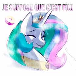 Size: 3379x3379 | Tagged: safe, artist:poxy_boxy, princess celestia, alicorn, pony, g4, bust, eyes closed, french, high res, solo