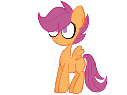 Size: 2000x1500 | Tagged: safe, artist:alandisc, scootaloo, pegasus, pony, g4, blank flank, c:, cute, cutealoo, female, filly, foal, no pupils, simple background, smiling, solo, transparent background, wings