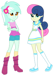 Size: 2500x3525 | Tagged: safe, artist:gmaplay, bon bon, lyra heartstrings, sweetie drops, equestria girls, g4, crossed arms, high res, simple background, transparent background