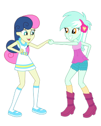 Size: 3010x3752 | Tagged: safe, artist:gmaplay, bon bon, lyra heartstrings, sweetie drops, equestria girls, g4, female, high res, lesbian, ship:lyrabon, shipping, simple background, transparent background