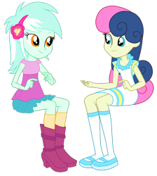 Size: 2500x2788 | Tagged: safe, artist:gmaplay, bon bon, lyra heartstrings, sweetie drops, equestria girls, g4, female, high res, lesbian, ship:lyrabon, shipping, simple background, transparent background