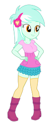 Size: 1490x3344 | Tagged: safe, alternate version, artist:gmaplay, lyra heartstrings, human, equestria girls, g4, boots, breasts, busty lyra heartstrings, clothes, female, hand on hip, microskirt, miniskirt, shoes, short legs, simple background, skirt, socks, solo, thigh highs, thigh socks, transparent background
