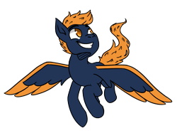 Size: 931x698 | Tagged: safe, artist:hiddenfaithy, oc, oc only, oc:cobalt sky, pegasus, pony, colored, colored wings, colored wingtips, commission, flat colors, flying, old art, simple background, solo, transparent background, wings