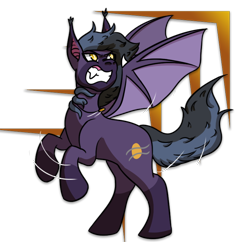 Size: 774x748 | Tagged: safe, artist:hiddenfaithy, oc, oc only, oc:dusk wind, bat pony, angry, hissing, jewelry, necklace, old art, semi-transparent, simple background, solo, spread wings, transparent background, wings