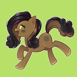 Size: 2500x2500 | Tagged: safe, artist:tiramichi, oc, oc only, oc:dust ball, earth pony, pony, female, green background, hair over one eye, high res, mare, simple background