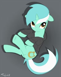 Size: 715x900 | Tagged: dead source, safe, artist:askspotlight, lyra heartstrings, pony, unicorn, fanfic:background pony, g4, 2012, brony history, clothes, dig the swell hoodie, fanfic, fanfic art, fanfic cover, female, hoodie, looking up, mare, nostalgia, signature, underhoof
