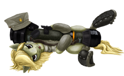 Size: 1280x794 | Tagged: safe, artist:dr-fade, oc, oc only, earth pony, pony, clothes, current events, gun fetish, military uniform, nlaw, rocket launcher, simple background, solo, tongue out, transparent background, ukraine, uniform, weapon