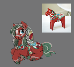 Size: 640x575 | Tagged: safe, artist:purple-blep, dalah pony, dalahäst, drawthread, halter, sketch, solo, swedish, tack