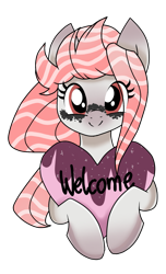 Size: 1029x1690 | Tagged: safe, artist:moonert, oc, oc only, earth pony, pony, bust, eyelashes, female, heart, heart pillow, mare, pillow, simple background, smiling, solo, transparent background