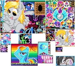 Size: 600x524 | Tagged: safe, applejack, berry punch, berryshine, derpy hooves, discord, fluttershy, hitch trailblazer, izzy moonbow, octavia melody, pinkie pie, pipp petals, rainbow dash, rarity, starlight glimmer, sunny starscout, trixie, twilight sparkle, zipp storm, oc, oc:filly anon, draconequus, earth pony, pegasus, pony, unicorn, equestria daily, g4, g5, among us, april fools, april fools 2022, berrytube, collage, eye of horus, female, filly, heart, lightning, male, mane five, mane six, mare, moon, new lunar republic, pixel art, pride flag, r/place, rainbow dash salutes, reddit, stallion, sun, symbol, the ride never ends, trans trixie, transgender, unicorn crystal