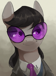 Size: 1560x2100 | Tagged: safe, artist:egil, octavia melody, earth pony, pony, equestria at war mod, g4, bust, clothes, dmitri shostakovich, glasses, grey hair, looking at each other, looking at someone, necktie, portrait, smiling, solo, the new order: last days of europe