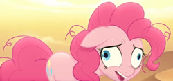 Size: 1059x494 | Tagged: safe, screencap, pinkie pie, earth pony, pony, g4, my little pony: the movie, derp, desert, desert sun madness, female, mare, solo