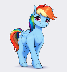Size: 2151x2287 | Tagged: safe, artist:aquaticvibes, rainbow dash, pegasus, pony, g4, cute, dashabetes, female, high res, looking at you, mare, simple background, smiling, solo
