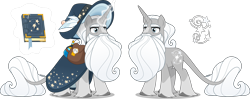 Size: 5000x1977 | Tagged: safe, artist:orin331, part of a set, star swirl the bearded, classical unicorn, pony, unicorn, g4, bag, beard, bell, blaze (coat marking), bushy brows, clothes, cloven hooves, coat markings, elderly, facial hair, facial markings, glowing, glowing horn, hat, high res, horn, leonine tail, levitation, magic, magic aura, potion, redesign, robe, robes, saddle bag, shadow, simple background, socks (coat markings), solo, starswirl's book, telekinesis, transparent background, unshorn fetlocks, white mane, wizard, wizard hat, wizard robe, wrinkles