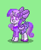 Size: 61x74 | Tagged: safe, artist:dematrix, oc, oc only, oc:ayu purnama dewi, pony, unicorn, pony town, adorkable, bow, clothes, cute, dork, female, green background, hair bow, hairpin, horn, mare, ocbetes, pixel art, saddle, simple background, skirt, solo, tack, tail, tail bow, unicorn oc