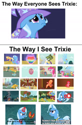 Size: 1280x1942 | Tagged: safe, artist:thegreatguy2000, edit, edited screencap, screencap, applejack, carrot cake, cloud kicker, cup cake, fluttershy, mayor mare, pinkie pie, pumpkin cake, rainbow dash, rarity, snails, snips, spike, trixie, pony, unicorn, boast busters, g4, green isn't your color, magic duel, alicorn amulet, apple, apple in mouth, bondage, chariot, cloak, clothes, colt, crying, draco in leather pants, feather, female, foal, food, hat, hogtied, jewelry, lip quiver, magic, male, mare, mind control, ocular gushers, rope, statue, telekinesis, text, tickling, tree, trixie's hat, whip, zecora's doorstop