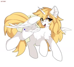 Size: 1024x931 | Tagged: safe, artist:butterbit, oc, oc only, oc:star nai, alicorn, pony, alicorn oc, chest fluff, ear fluff, horn, simple background, solo, white background, wings